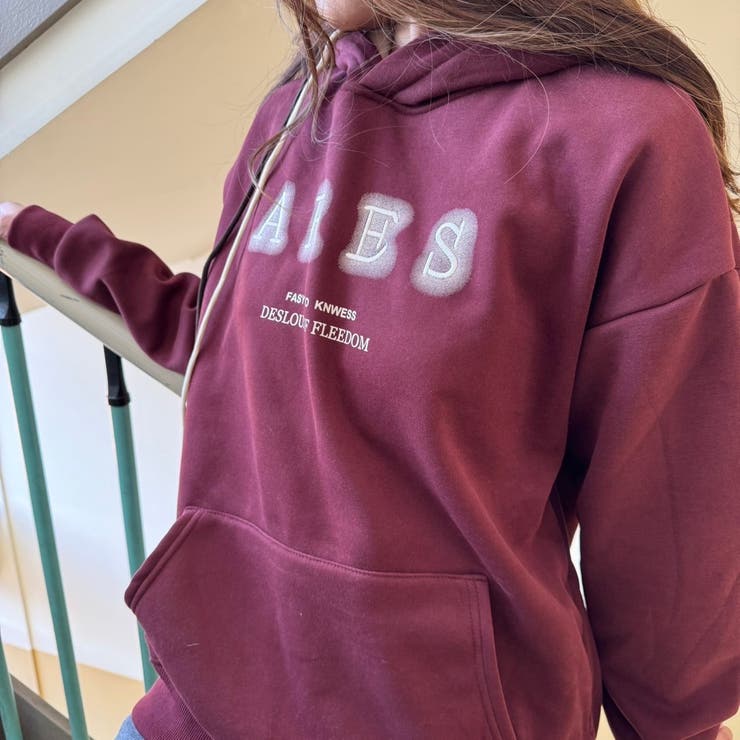 RED | 【大人気！】ぼかし＆シシュウロゴプルパーカー | LETee