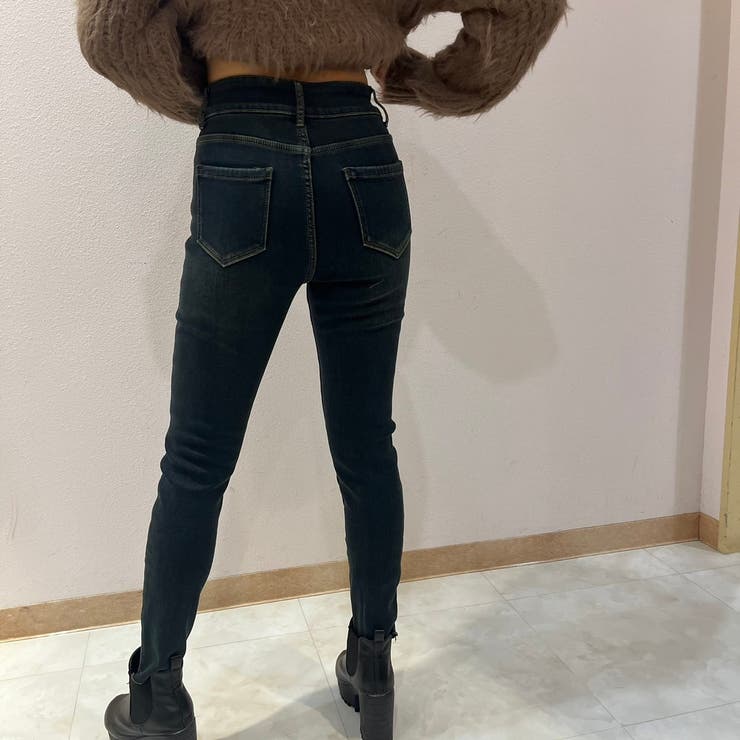 裏起毛デニムカットオフスキニーパンツ[品番：LPSW0010008