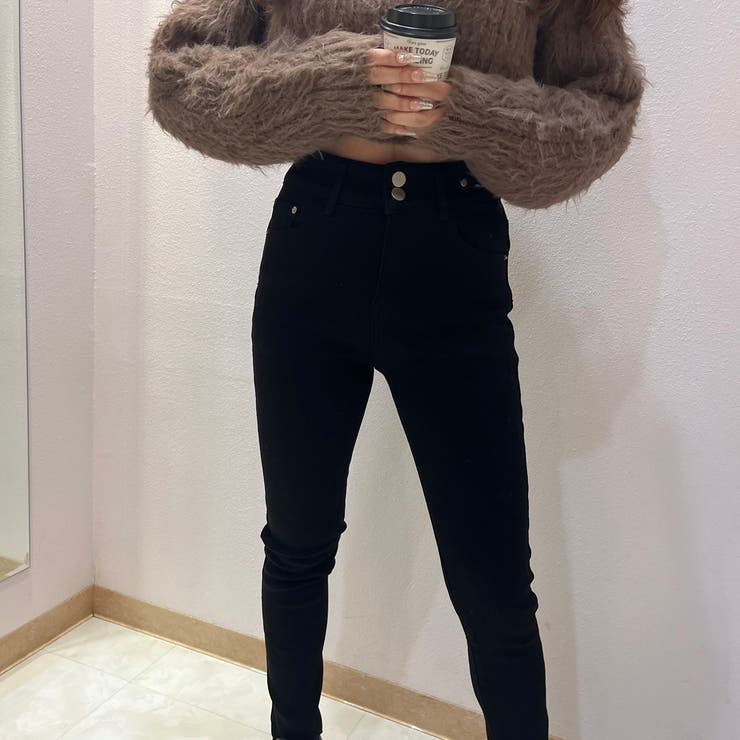 裏起毛デニムカットオフスキニーパンツ[品番：LPSW0010008