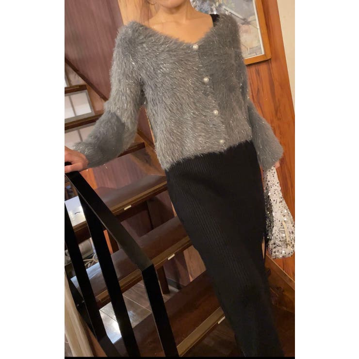 GREY | 【着回し力抜群！】可愛くもエレガントにも♪ シャギーVカーディガン 肌触り良く着… | LETee