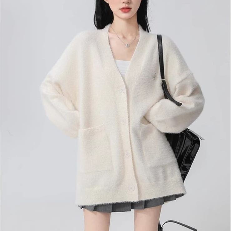 シャギーニットVカーディガン | LETee | 詳細画像1 