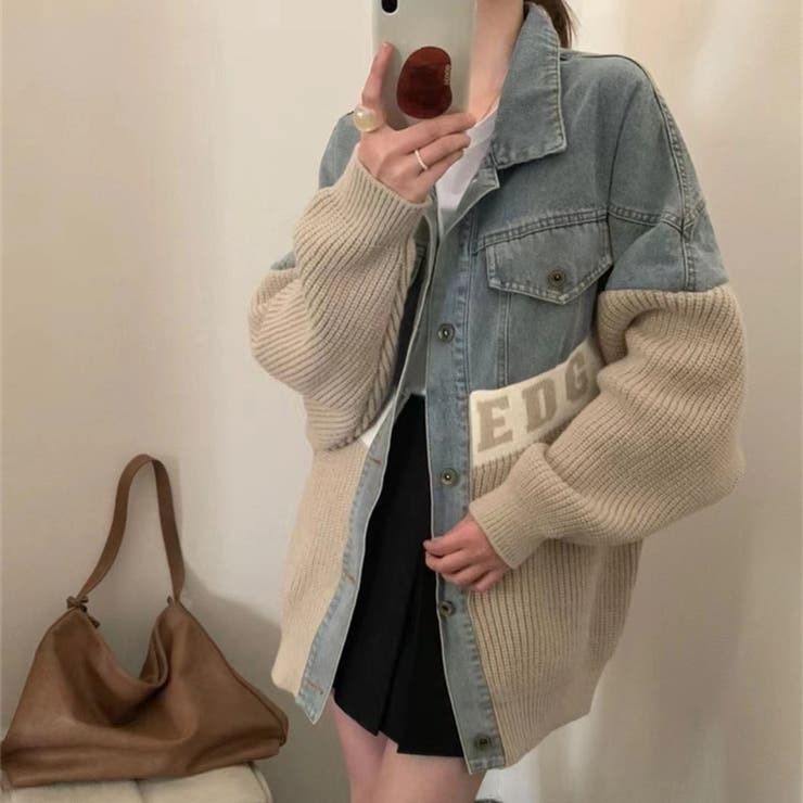 ニットドッキング デニムシャツジャケット[品番：LPSW0009973]｜LETee