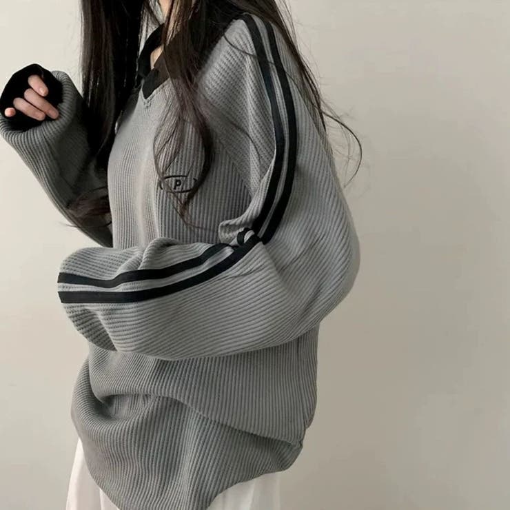 ワッフル袖ラインスキッパートップス | LETee | 詳細画像10 