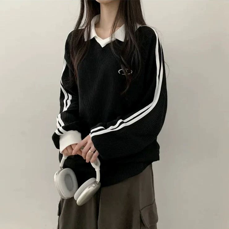 ワッフル袖ラインスキッパートップス | LETee | 詳細画像12 