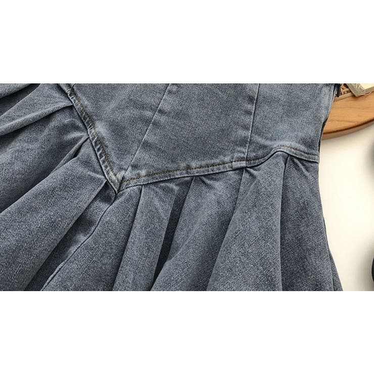 レースアップデニムミニスカート/ボックスプリーツ/ハイウエスト | LETee | 詳細画像10 