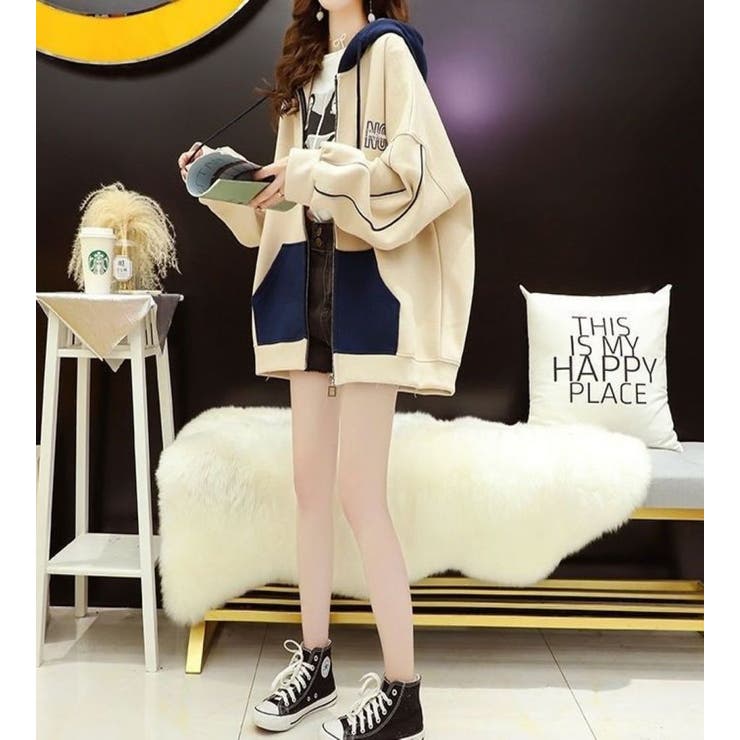 RIGHTプリント バイカラーパーカー | LETee | 詳細画像8 