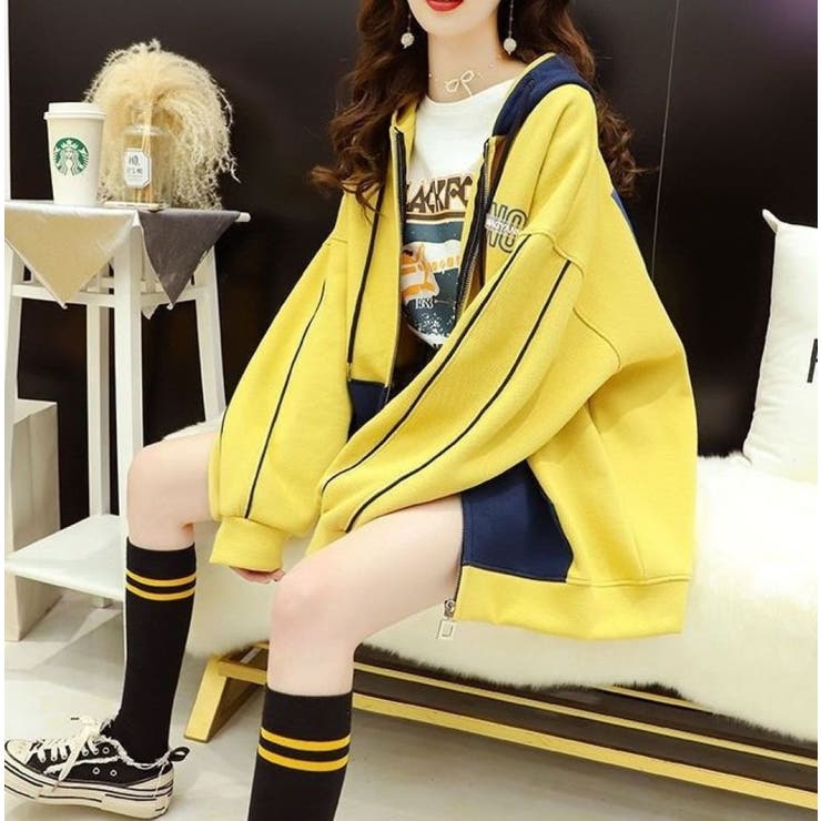 RIGHTプリント バイカラーパーカー | LETee | 詳細画像5 