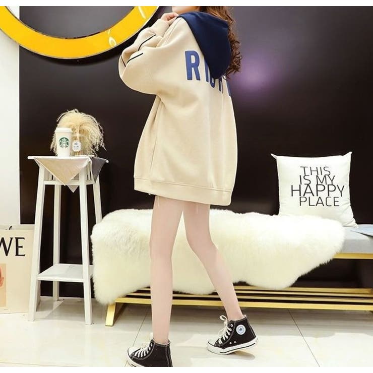 RIGHTプリント バイカラーパーカー | LETee | 詳細画像7 