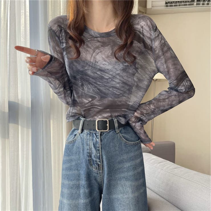 タイダイシアートップス/メッシュ素材/レイヤードアイテム/ショート丈 | LETee | 詳細画像9 