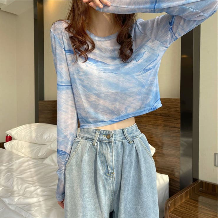 タイダイシアートップス/メッシュ素材/レイヤードアイテム/ショート丈 | LETee | 詳細画像2 