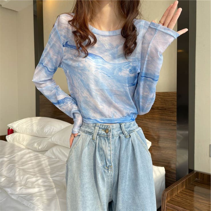 タイダイシアートップス/メッシュ素材/レイヤードアイテム/ショート丈 | LETee | 詳細画像3 