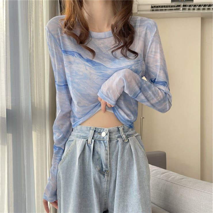 タイダイシアートップス/メッシュ素材/レイヤードアイテム/ショート丈 | LETee | 詳細画像5 