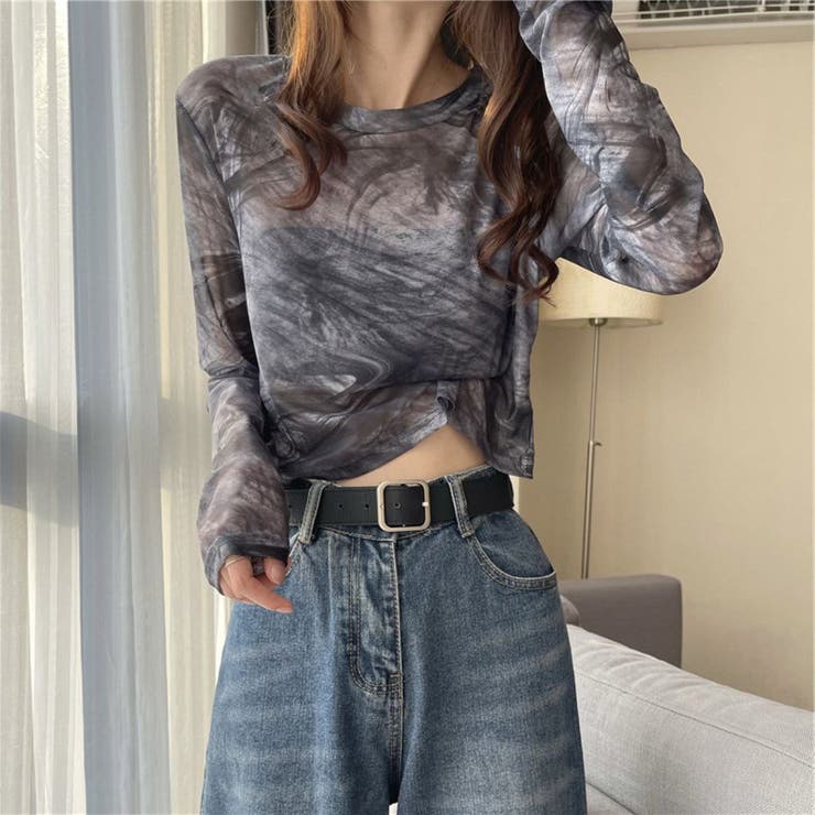 タイダイシアートップス/メッシュ素材/レイヤードアイテム/ショート丈 | LETee | 詳細画像7 