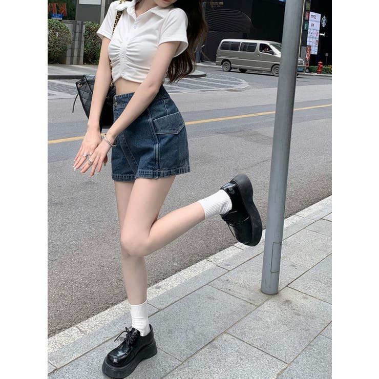 ラップデニムショートパンツ/サイドポケット | LETee | 詳細画像2 
