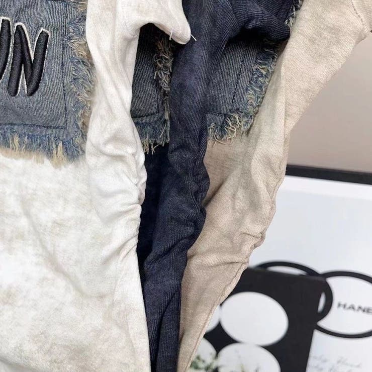 デニムワッペン サイドシャーリングトップス/刺繍ロゴ/ショート丈 | LETee | 詳細画像4 