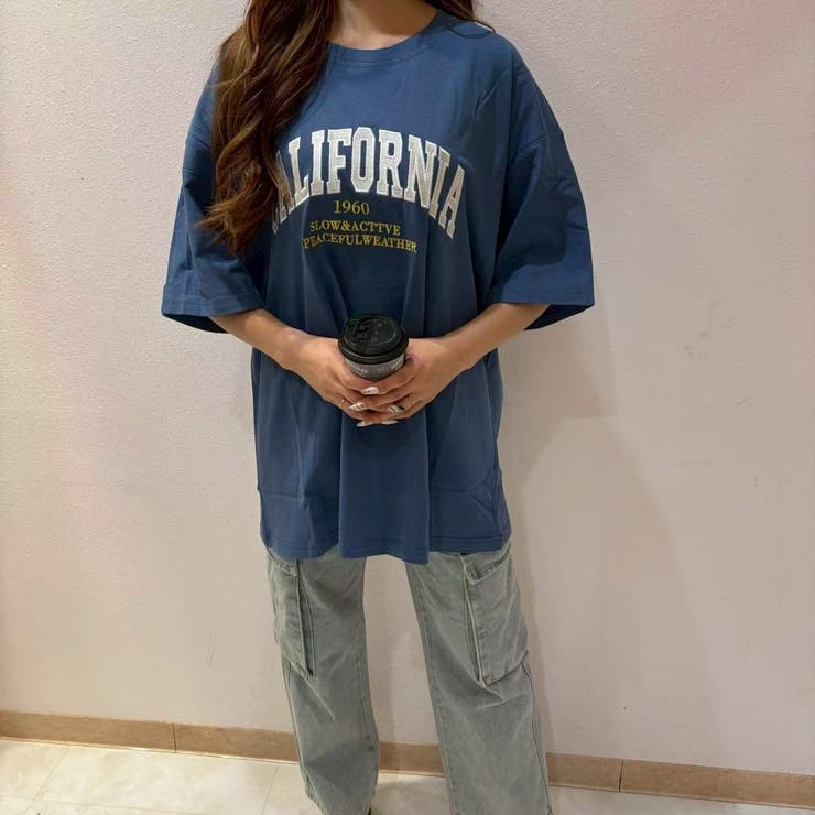 NAVY | CALIFORNIA刺繍Tシャツ | LETee