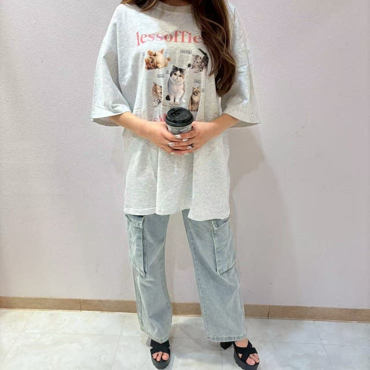GREY | CATプリントTシャツ | LETee