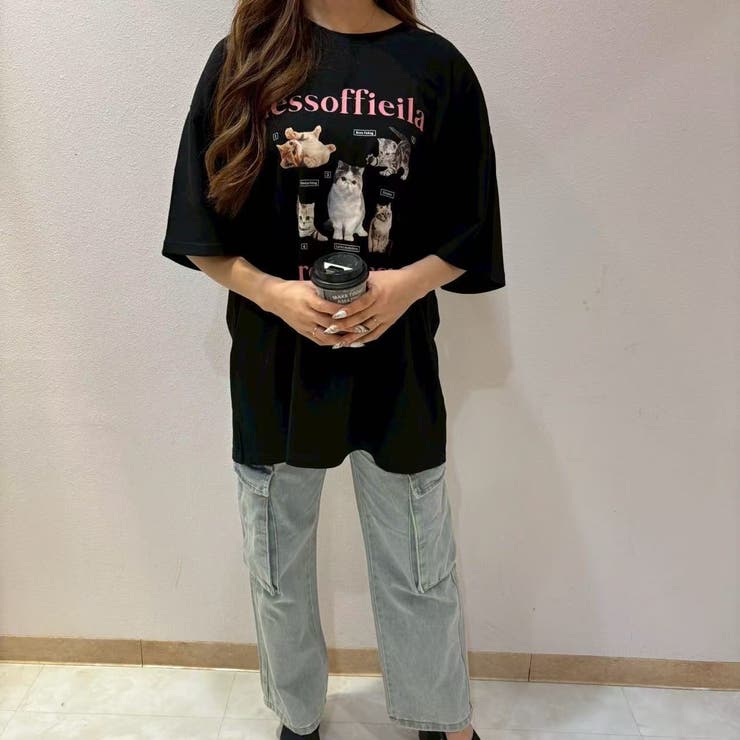 BLACK | CATプリントTシャツ | LETee