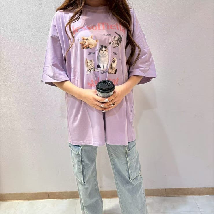 PURPLE | CATプリントTシャツ | LETee