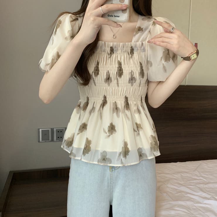 花柄シフォントップス/スクエアネック | LETee | 詳細画像10 