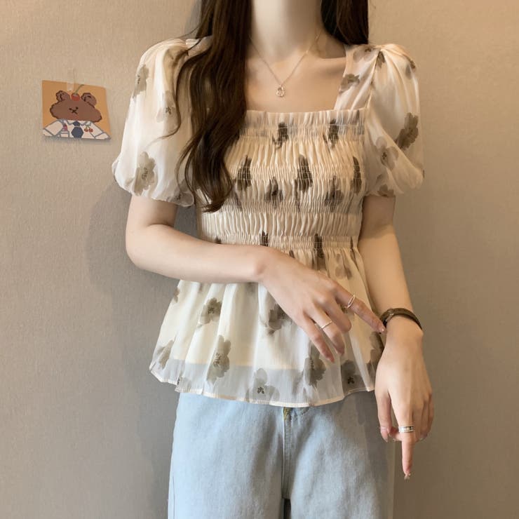 花柄シフォントップス/スクエアネック | LETee | 詳細画像11 