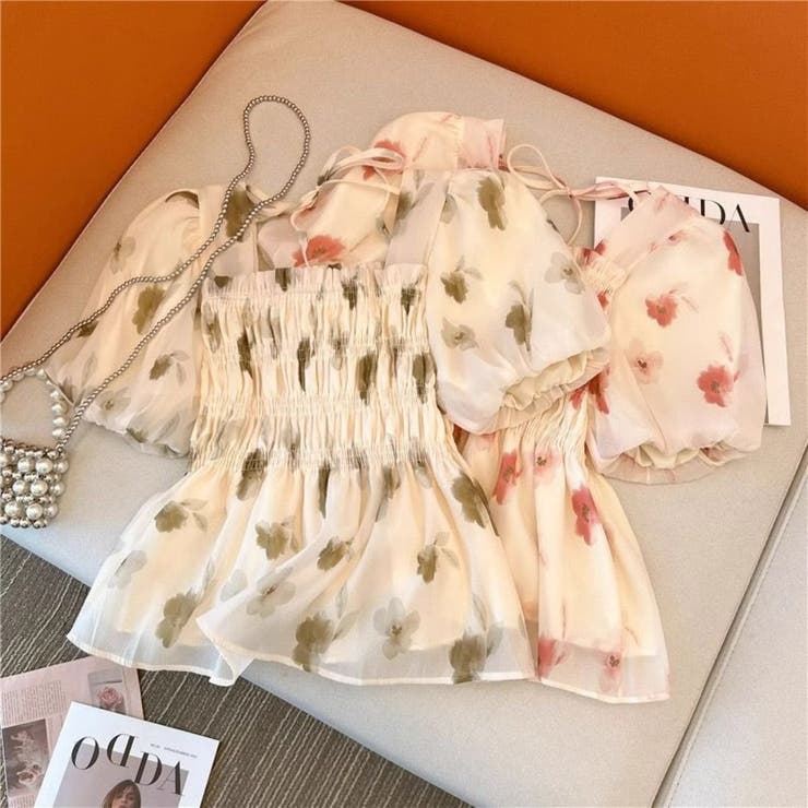 花柄シフォントップス/スクエアネック | LETee | 詳細画像7 