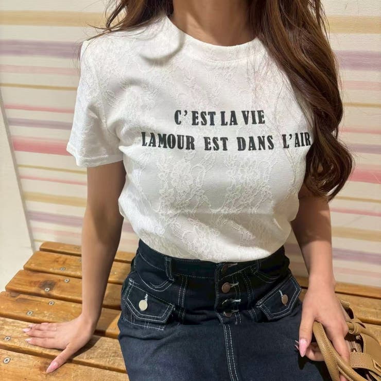 WHITE | レースドッキングTシャツ | LETee