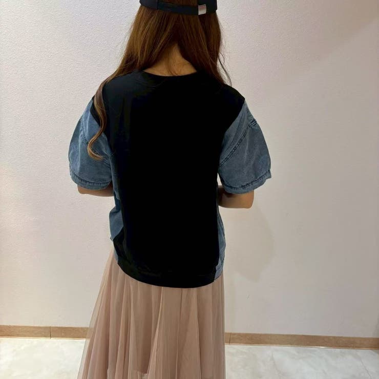 サイド切り替え＆袖＆ポケット デニムドッキングＴシャツ | LETee | 詳細画像23 