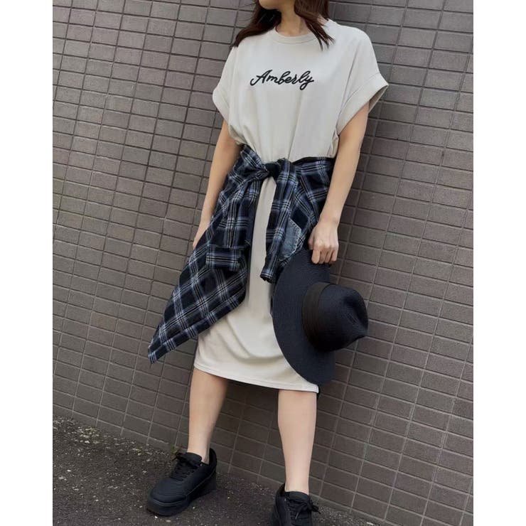 IVORY | シシュウロゴカットソーワンピース/ビッグシルエット | LETee