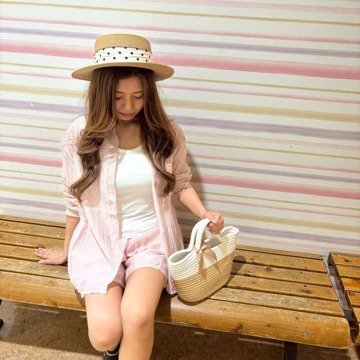 PINK | 透け感が夏らしい♪長袖シャツ＆ポケット付きショートパンツ＆タンクトップ セットア… | LETee