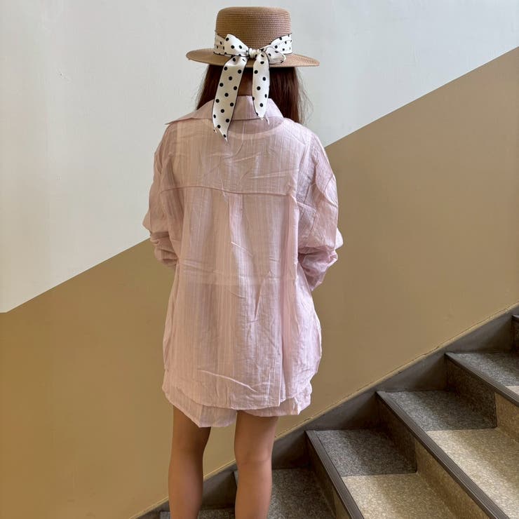 透け感が夏らしい♪長袖シャツ＆ポケット付きショートパンツ＆タンクトップ セットア… | LETee | 詳細画像19 