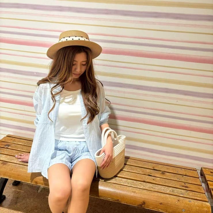 透け感が夏らしい♪長袖シャツ＆ポケット付きショートパンツ＆タンクトップ セットア… | LETee | 詳細画像21 