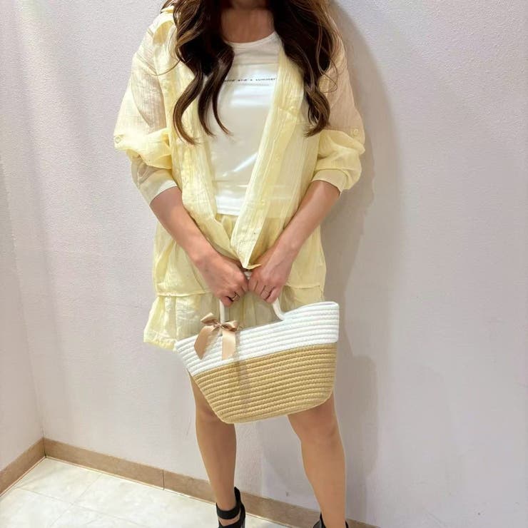 透け感が夏らしい♪長袖シャツ＆ポケット付きショートパンツ＆タンクトップ セットア… | LETee | 詳細画像8 