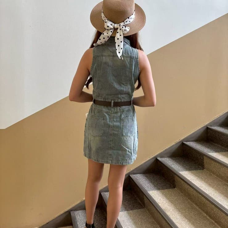 MIU MIU ノースリーブデニムワンピース　ミニドレス ノースリーブミニワンピース デニム | hs-Store