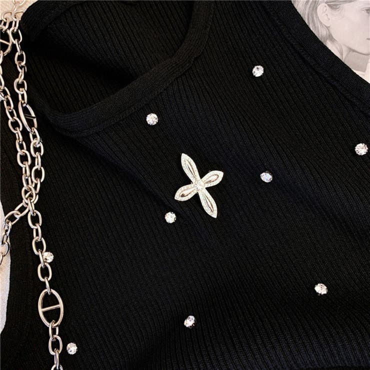 クロス＆ストーン付きタンクトップ/ニットトップス | LETee | 詳細画像11 