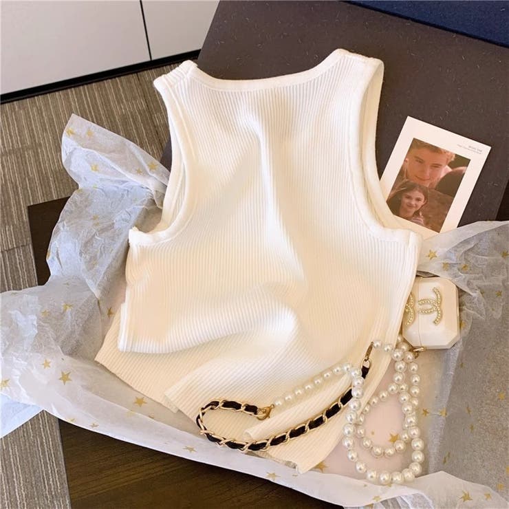 クロス＆ストーン付きタンクトップ/ニットトップス | LETee | 詳細画像4 