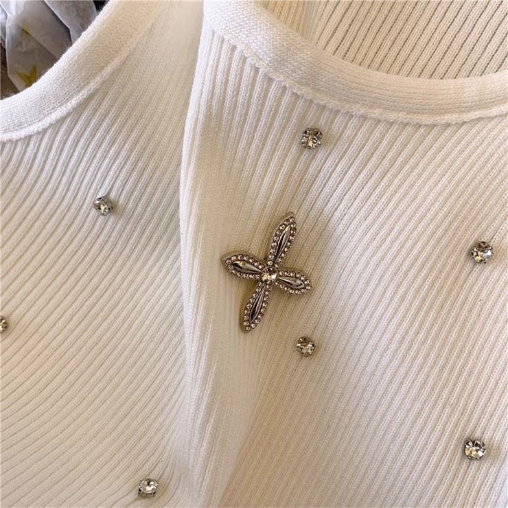 クロス＆ストーン付きタンクトップ/ニットトップス | LETee | 詳細画像5 