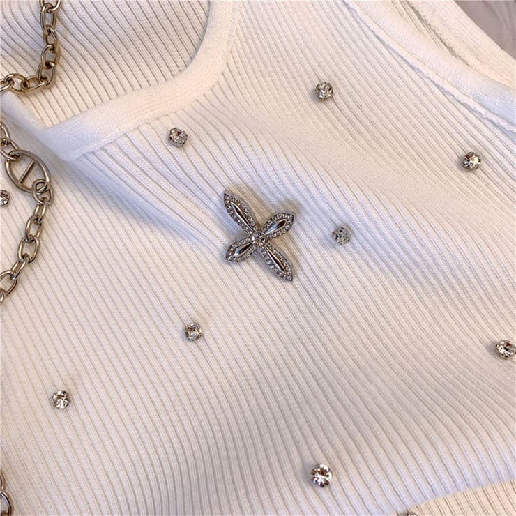 クロス＆ストーン付きタンクトップ/ニットトップス | LETee | 詳細画像6 