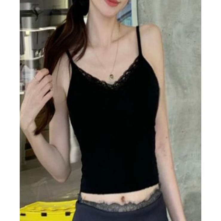 レース付きキャミソール/レースライン/センターレースストライプ | LETee | 詳細画像10 