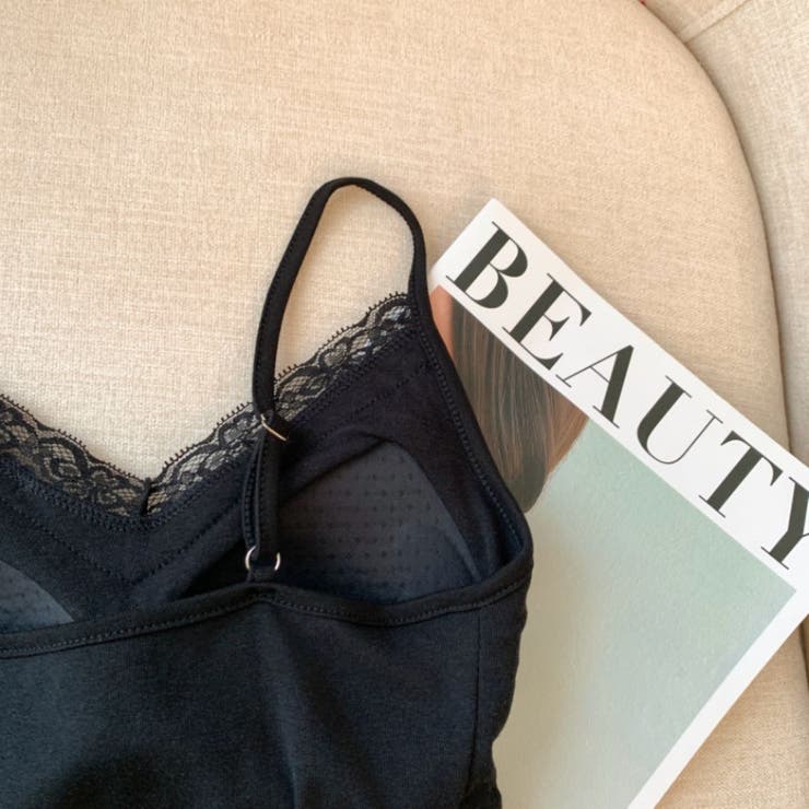 レース付きキャミソール/レースライン/センターレースストライプ | LETee | 詳細画像15 