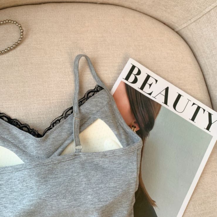 レース付きキャミソール/レースライン/センターレースストライプ | LETee | 詳細画像7 