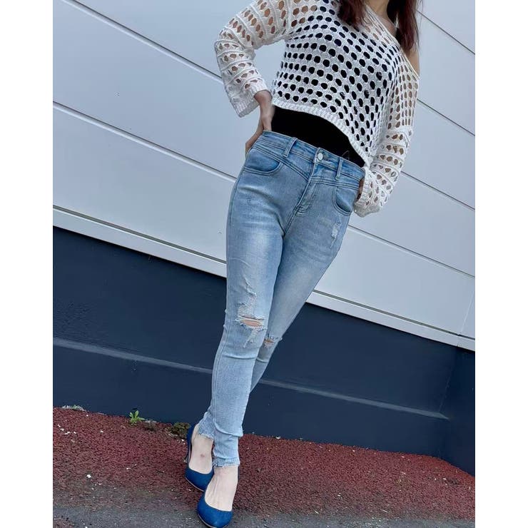 ダメージスキニーデニムパンツ | LETee | 詳細画像9 