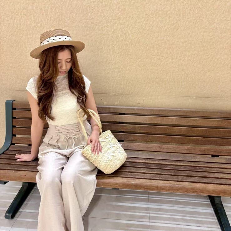 ウエスト編み込み紐デザイン 涼しげなタック入りワイドパンツ | LETee | 詳細画像1 