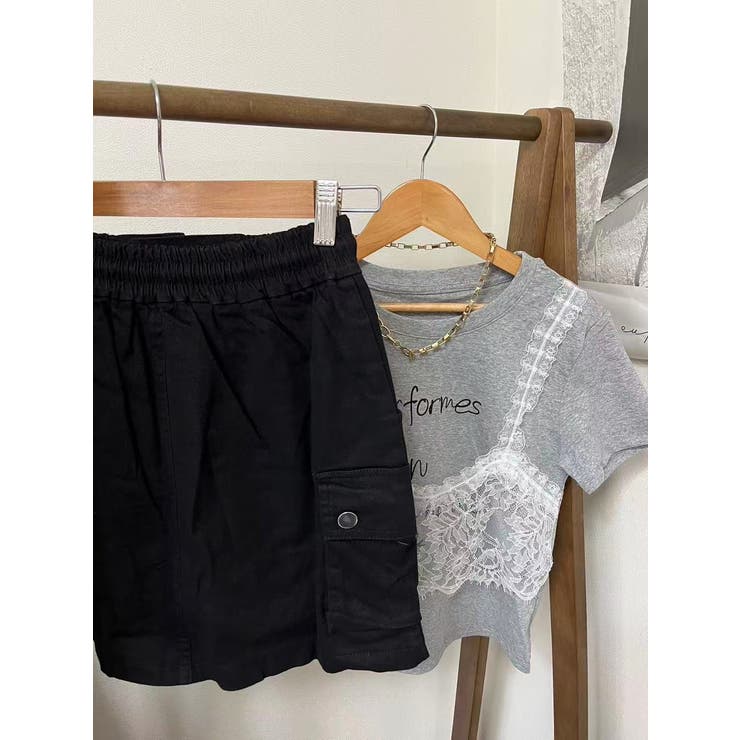 ミリタリーミニスカート/アウトポケット/ウエストゴム | LETee | 詳細画像3 