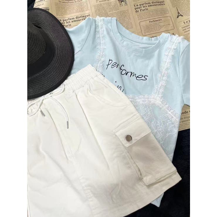 WHITE | ミリタリーミニスカート/アウトポケット/ウエストゴム | LETee