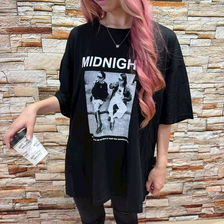 BLACK | ボックスロゴプリントトップス/Tシャツ | LETee