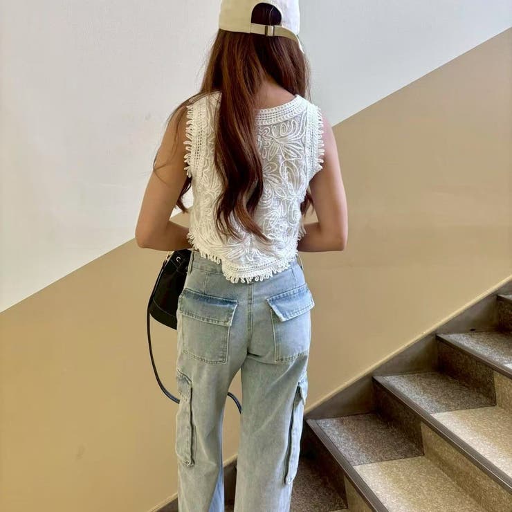 クロシェ風ノースリーブトップス/フリンジ | LETee | 詳細画像2 