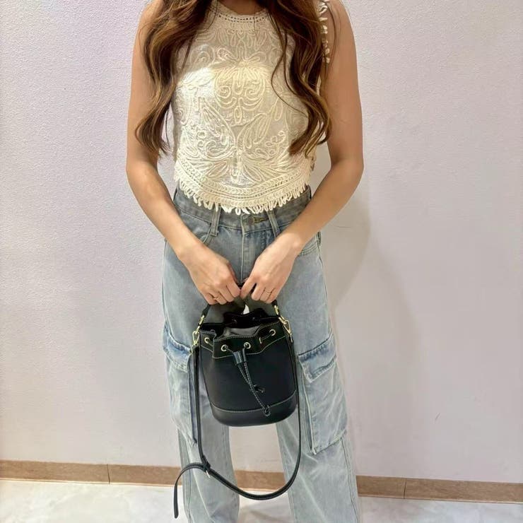 BEIGE | クロシェ風ノースリーブトップス/フリンジ | LETee