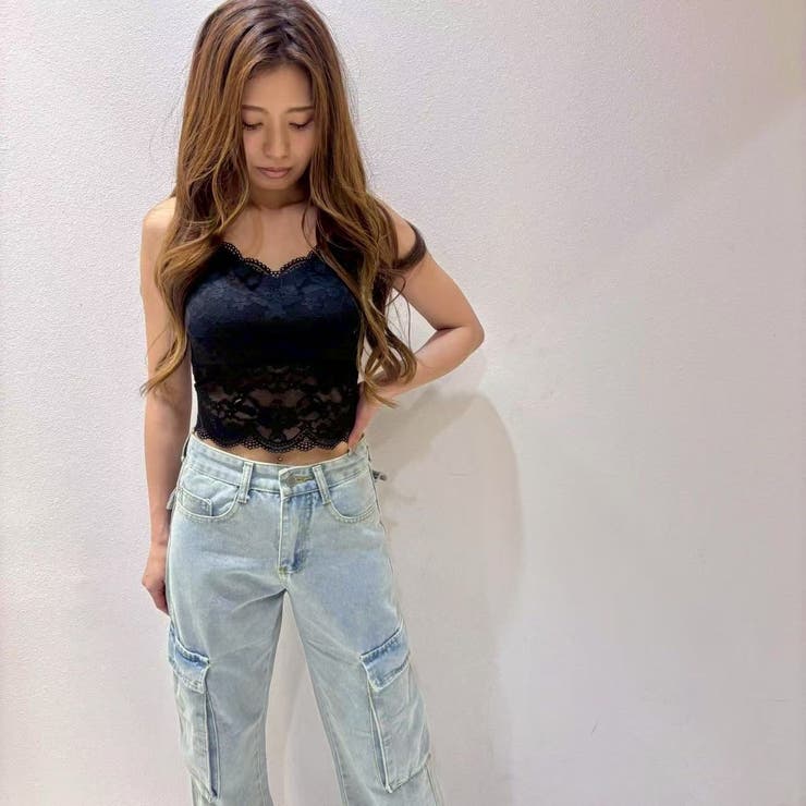 BLACK | レースキャミソール/花柄レース | LETee