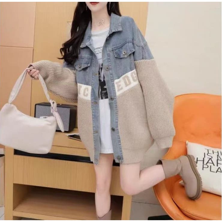 ニットドッキング デニムシャツジャケット/身頃ニット | LETee | 詳細画像14 